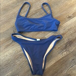 Blue toweling swimsuit